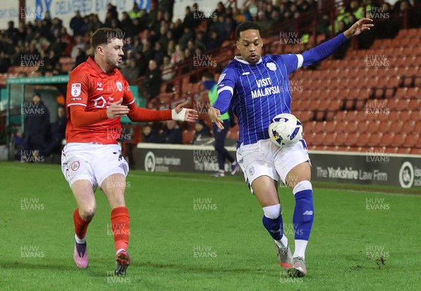 100326 - Barnsley v Cardiff City - Sky Bet League 1 - Chris Willock of Cardiff and Corey O'Keeffe of Barnsley