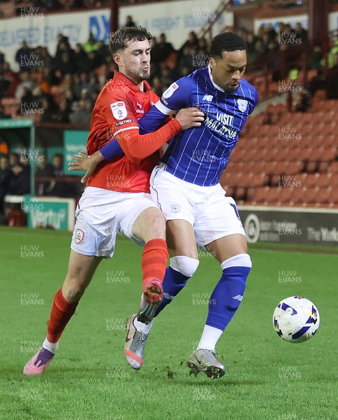100326 - Barnsley v Cardiff City - Sky Bet League 1 - Chris Willock of Cardiff and Corey O'Keeffe of Barnsley