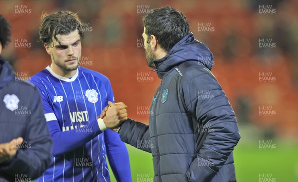 100326 - Barnsley v Cardiff City - Sky Bet League 1 - Manager Brian Barry-Murphy of Cardiff and Ollie Tanner of Cardiff at the end of the match