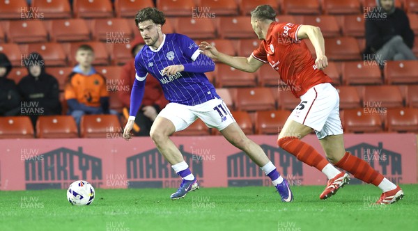 100326 - Barnsley v Cardiff City - Sky Bet League 1 - Ollie Tanner of Cardiff and Jack Shepherd of Barnsley