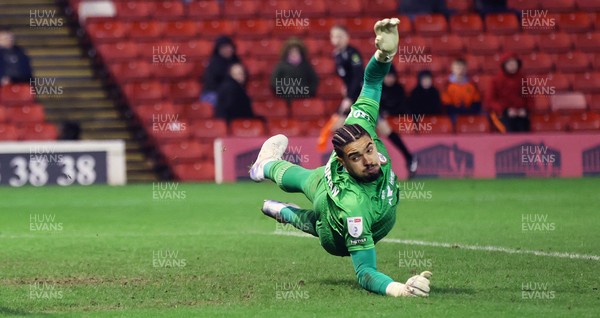 100326 - Barnsley v Cardiff City - Sky Bet League 1 - Goalkeeper Owen Goodman of Barnsley makes a save