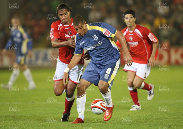 16.09.08 ... Barnsley v Cardiff City, Coca Cola Championship. - Cardiff's Jay Bothroyd gets away from Barnsley's Dennis Souza 