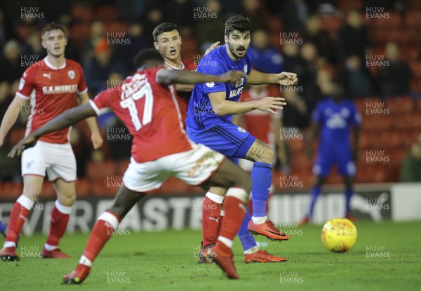 211117 - Barnsley v Cardiff City, Sky Bet Championship - Callum Paterson of Cardiff City looks on as the ball is played past him