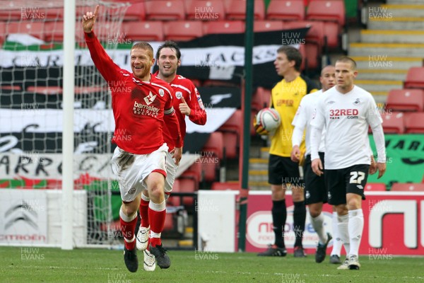 22.01.11 -Barnsley v Swansea City, Npower Championship - Barnsley's Bobby Hassell celebrates the opening goal. 