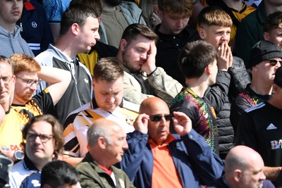 020526 - Barrow v Newport County - Sky Bet League 2 -  Dejected Newport fans after their side concedes the first goal
