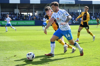 020526 - Barrow v Newport County - Sky Bet League 2 -  Joe Thomas of Newport County is challenged by Charlie McCann of Barrow