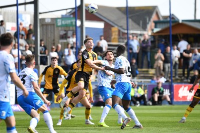 020526 - Barrow v Newport County - Sky Bet League 2 -  Cameron Evans of Newport County wins his header