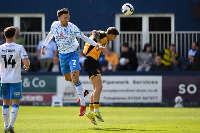 020526 - Barrow v Newport County - Sky Bet League 2 -  James Crole of Newport County is challenged by Angus MacDonald of Barrow
