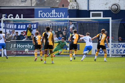 020526 - Barrow v Newport County - Sky Bet League 2 -  Jordan Wright of Newport County saves his sides penalty