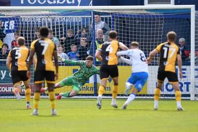 020526 - Barrow v Newport County - Sky Bet League 2 -  Jordan Wright of Newport County saves his sides penalty