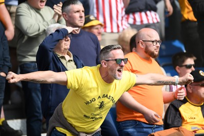 020526 - Barrow v Newport County - Sky Bet League 2 -  Newport fans celebrate after Jordan Wright of Newport County saves a penalty