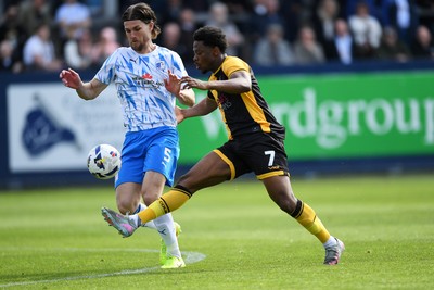 020526 - Barrow v Newport County - Sky Bet League 2 -  Bobby Kamwa of Newport County is challenged by Charlie Raglan of Barrow