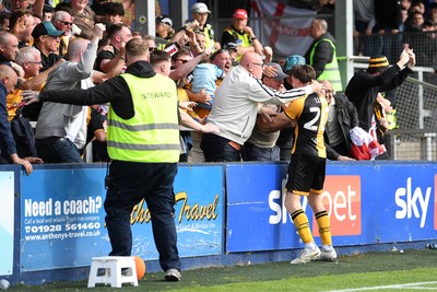 020526 - Barrow v Newport County - Sky Bet League 2 -  Ben Lloyd of Newport County celebrates after Tom Davies of Newport County scores a goal