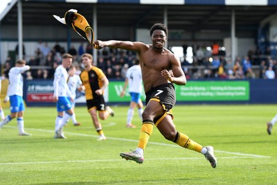 020526 - Barrow v Newport County - Sky Bet League 2 -  Bobby Kamwa of Newport County celebrates at full time