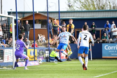 020526 - Barrow v Newport County - Sky Bet League 2 -  James Crole of Newport County heads close