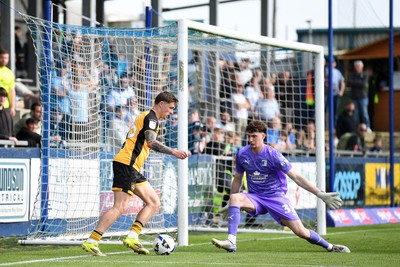 020526 - Barrow v Newport County - Sky Bet League 2 -  James Crole of Newport County goes around Killian Barrett of Barrow to set up Tom Davies of Newport County