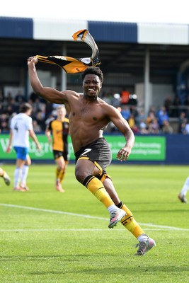 020526 - Barrow v Newport County - Sky Bet League 2 -  Bobby Kamwa of Newport County celebrates at full time with team mates