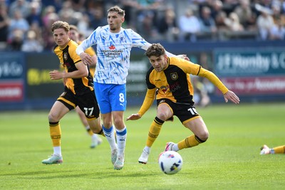 020526 - Barrow v Newport County - Sky Bet League 2 - Harrison Biggins of Newport County is challenged by Scott Smith of Barrow