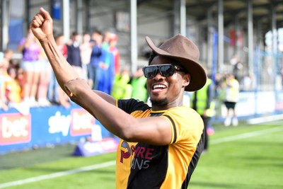 020526 - Barrow v Newport County - Sky Bet League 2 -  Bobby Kamwa of Newport County celebrates at full time