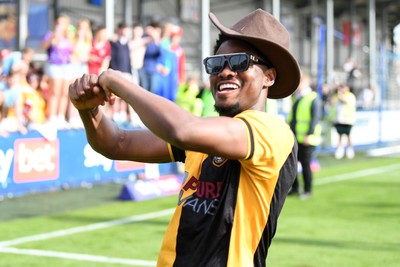 020526 - Barrow v Newport County - Sky Bet League 2 -  Bobby Kamwa of Newport County celebrates at full time
