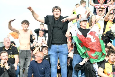 020526 - Barrow v Newport County - Sky Bet League 2 -  Newport fans celebrates at full time