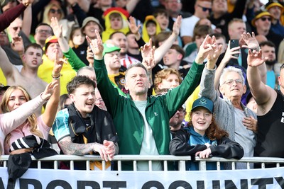 020526 - Barrow v Newport County - Sky Bet League 2 -  Newport fans celebrates at full time
