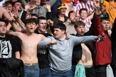 020526 - Barrow v Newport County - Sky Bet League 2 -  Newport fans celebrates at full time