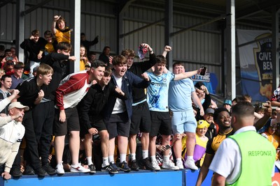 020526 - Barrow v Newport County - Sky Bet League 2 -  Newport fans celebrates at full time