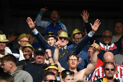 020526 - Barrow v Newport County - Sky Bet League 2 -  Newport fans celebrates at full time