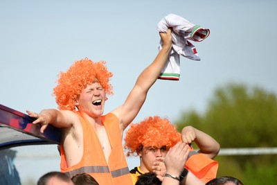 020526 - Barrow v Newport County - Sky Bet League 2 -  Newport fans celebrates at full time