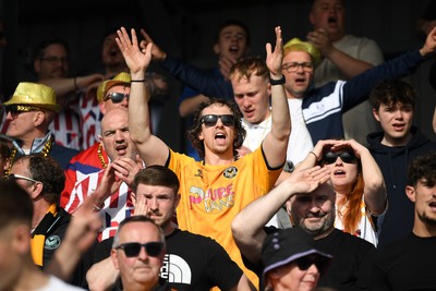 020526 - Barrow v Newport County - Sky Bet League 2 -  Newport fans celebrates at full time