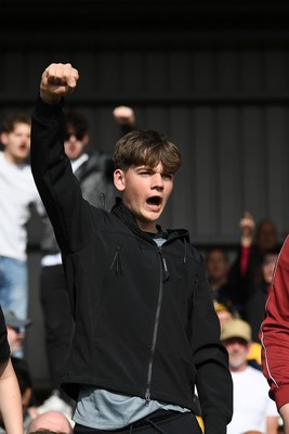 020526 - Barrow v Newport County - Sky Bet League 2 -  Newport fans celebrates at full time