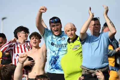 020526 - Barrow v Newport County - Sky Bet League 2 -  Newport fans celebrates at full time