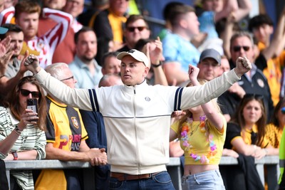 020526 - Barrow v Newport County - Sky Bet League 2 -  Newport fans celebrates at full time