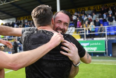 020526 - Barrow v Newport County - Sky Bet League 2 -  Newport County Head Coach, Christian Fuchs celebrates at full time
