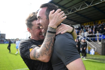 020526 - Barrow v Newport County - Sky Bet League 2 -  Newport County Head Coach, Christian Fuchs celebrates at full time