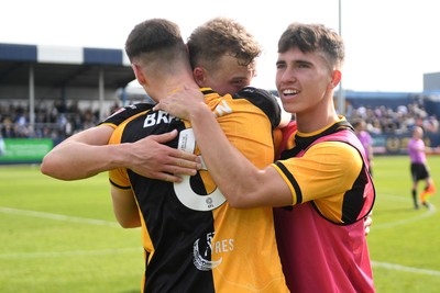 020526 - Barrow v Newport County - Sky Bet League 2 -  Sven Sprangler of Newport County celebrates at full time with team mates