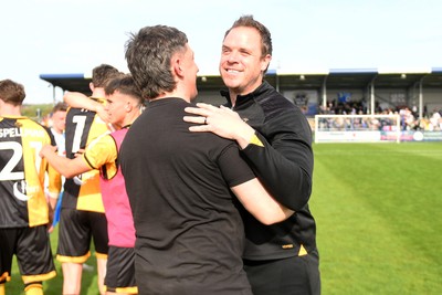 020526 - Barrow v Newport County - Sky Bet League 2 -  Newport County Assistant Manager, Mark Smith celebrates at full time