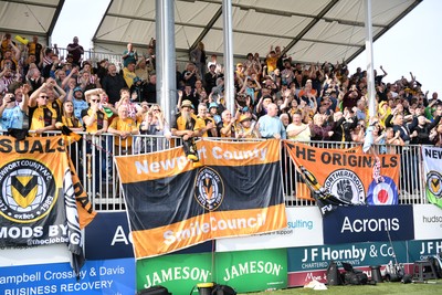 020526 - Barrow v Newport County - Sky Bet League 2 -  Newport fans celebrate at full time