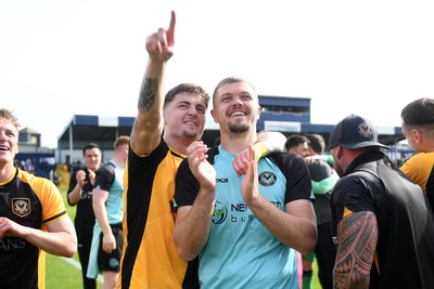 020526 - Barrow v Newport County - Sky Bet League 2 -  James Crole of Newport County and Cole Jarvis of Newport County celebrates at full time