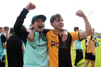 020526 - Barrow v Newport County - Sky Bet League 2 -  Anthony Glennon of Newport County and Ben Lloyd of Newport County celebrates at full time