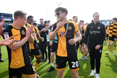 020526 - Barrow v Newport County - Sky Bet League 2 -  Ben Lloyd of Newport County celebrates at full time