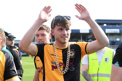 020526 - Barrow v Newport County - Sky Bet League 2 -  Ben Lloyd of Newport County celebrates at full time