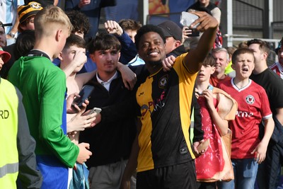020526 - Barrow v Newport County - Sky Bet League 2 -  Bobby Kamwa of Newport County with fans at full time