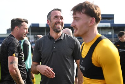 020526 - Barrow v Newport County - Sky Bet League 2 -  Newport County Head Coach, Christian Fuchs celebrates at full time