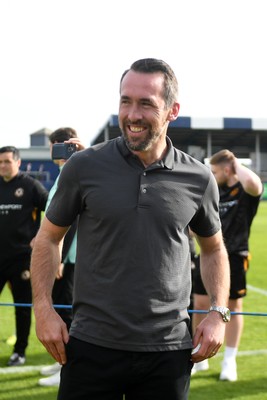 020526 - Barrow v Newport County - Sky Bet League 2 -  Newport County Head Coach, Christian Fuchs celebrates at full time