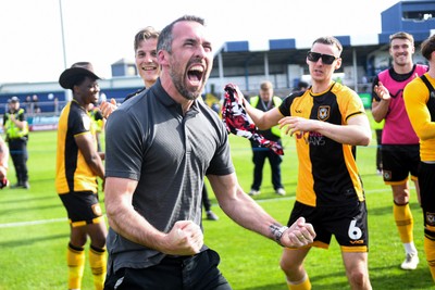 020526 - Barrow v Newport County - Sky Bet League 2 -  Newport County Head Coach, Christian Fuchs celebrates at full time