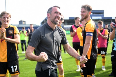 020526 - Barrow v Newport County - Sky Bet League 2 -  Newport County Head Coach, Christian Fuchs celebrates at full time