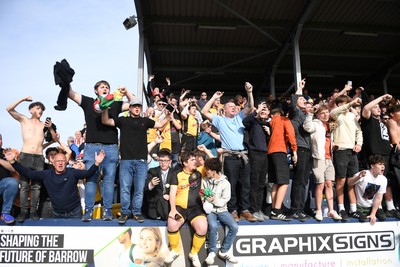 020526 - Barrow v Newport County - Sky Bet League 2 -  Newport fans celebrate at full time