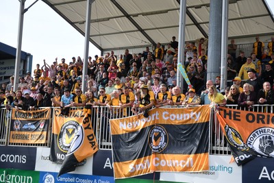 020526 - Barrow v Newport County - Sky Bet League 2 -  Newport fans celebrate at full time